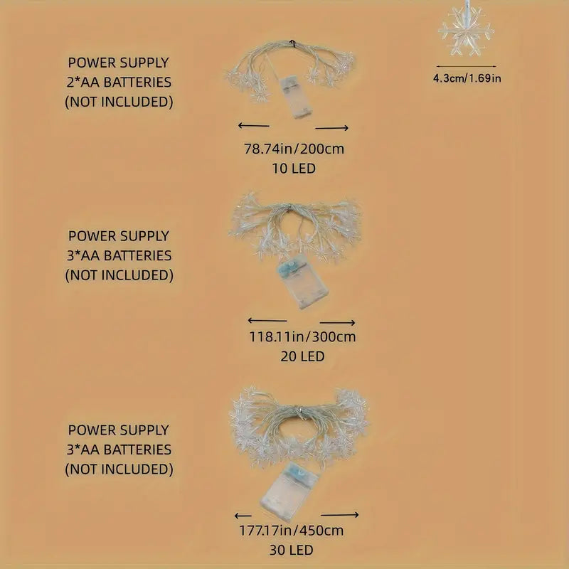 NNETM Glittering LED Christmas Snowflake String Lights
