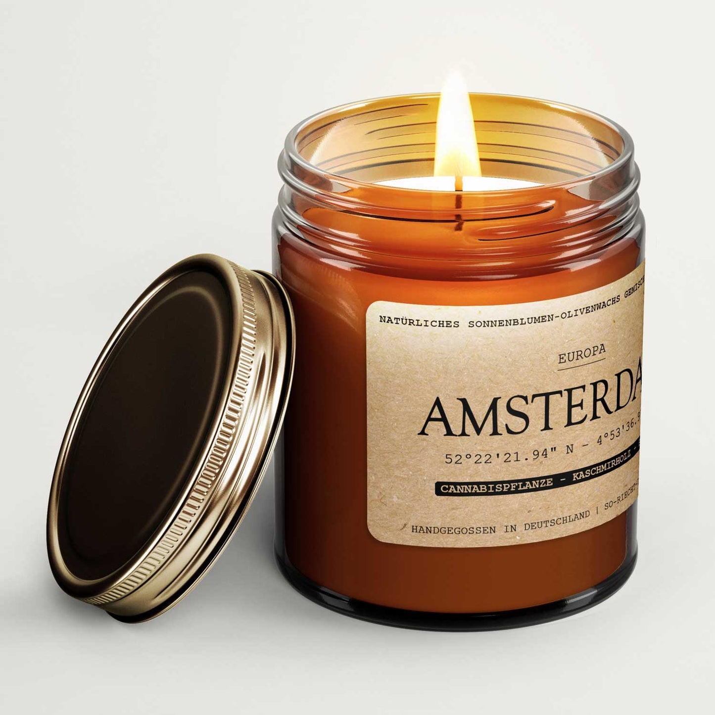 Amsterdam Duftkerze - Cannabispflanze | Kaschmirholz | Blumen