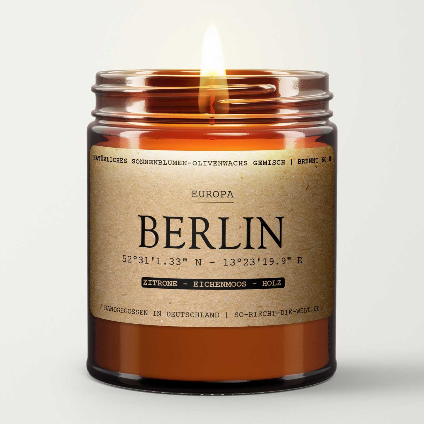 Berlin Duftkerze - Zitrone | Eichenmoos | Holz