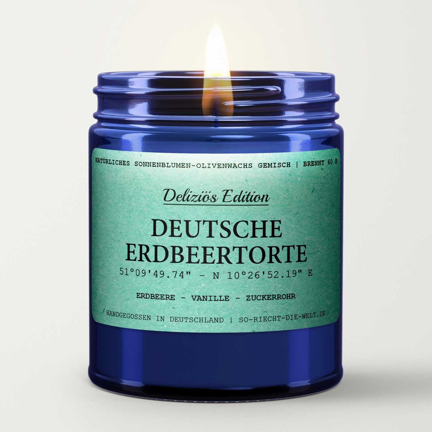 Deutsche Erdbeertorte Duftkerze - Deliziös Edition - Erdbeere | Vanille | Zuckerrohr