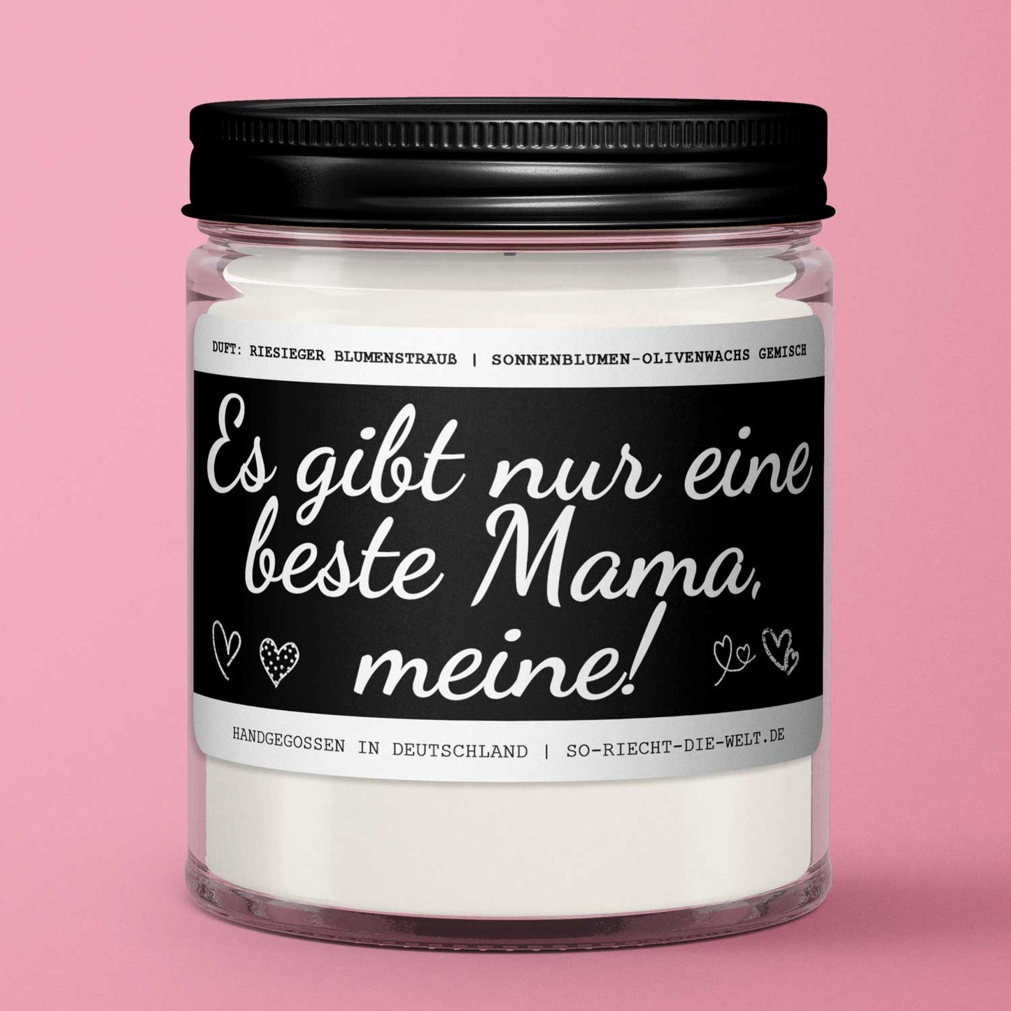 Mama Duftkerze "Es gibt nur eine beste Mama, meine!" Duft: riesiger Blumenstrauß