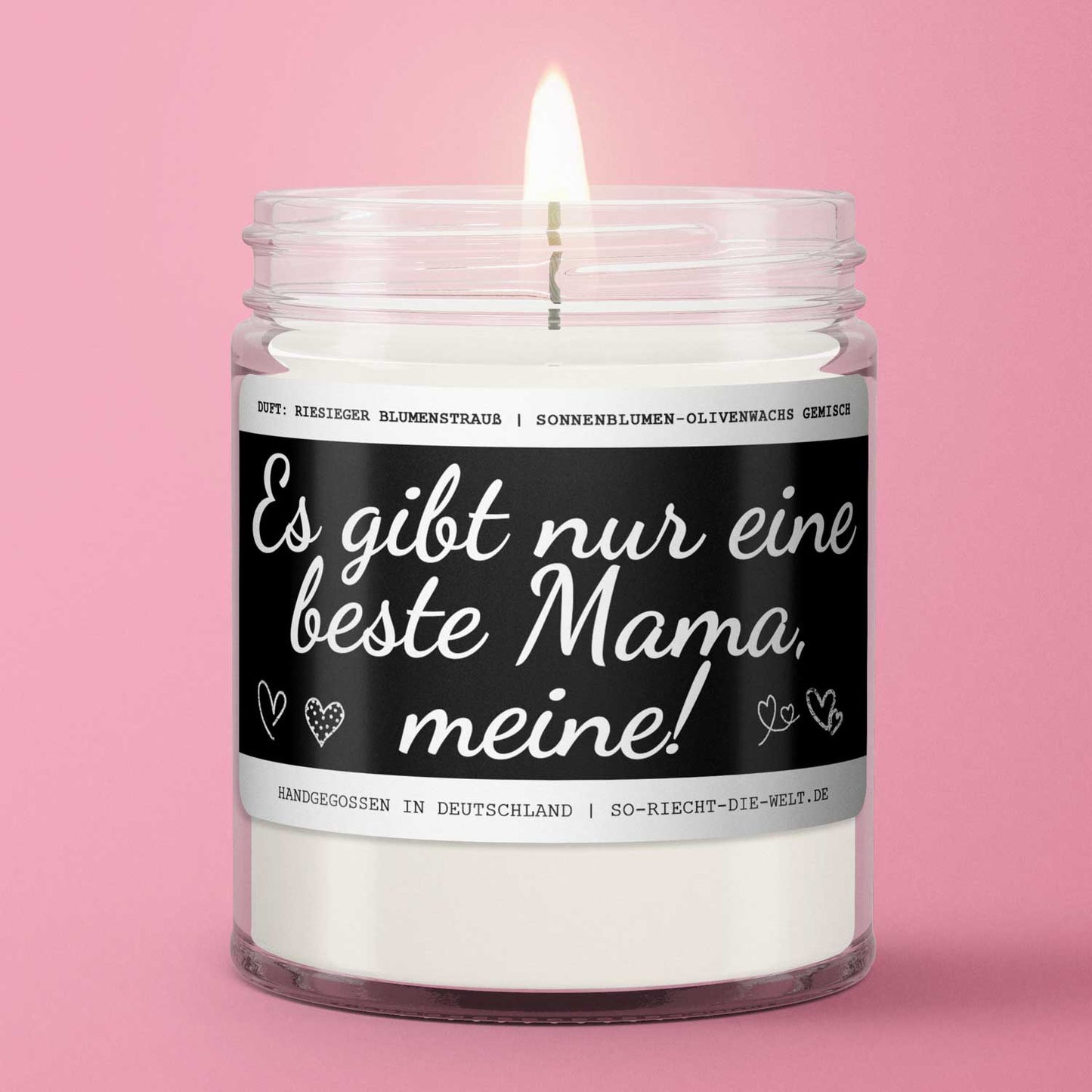 Mama Duftkerze "Es gibt nur eine beste Mama, meine!" Duft: riesiger Blumenstrauß