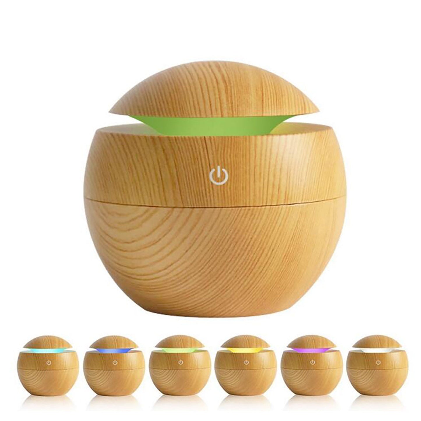 NNEDSZ Milano Ultrasonic USB Diffuser with 10 Aroma Oils Humidifier LED Light 130ml - Light Wood