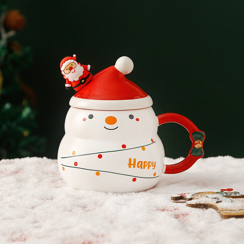 NNEDSZ Christmas Cup Gift Box Ceramic Mug Set Mug Gift Set Christmas Coffee Cup(Snowman)-4