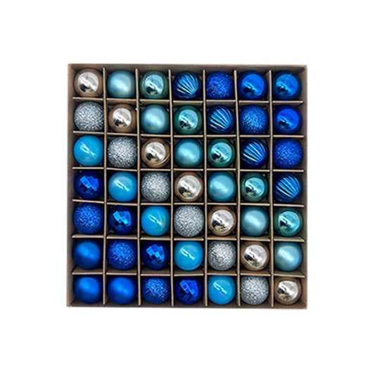NNEDSZ 49-Piece Christmas Ornament Set - 3cm Blue, Silver Baubles for Christmas Tree Decoration