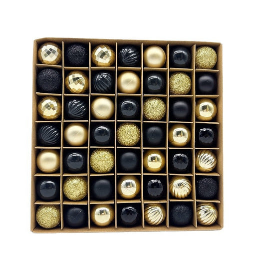 NNEDSZ 49-Piece Christmas Ornament Set - 3cm Black, Gold Baubles for Christmas Tree Decoration