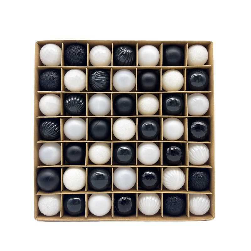 NNEDSZ 49-Piece Christmas Ornament Set - 3cm Black, White Baubles for Christmas Tree Decoration