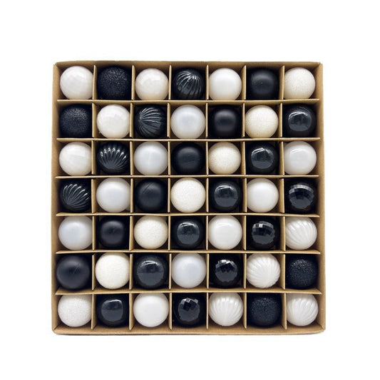 NNEDSZ 49-Piece Christmas Ornament Set - 3cm Black, White Baubles for Christmas Tree Decoration