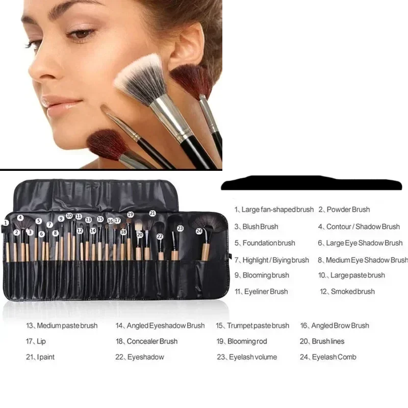 24-teiliges Make-up-Pinselset mit Gratis-Tasche – Professionelles Beauty-Set