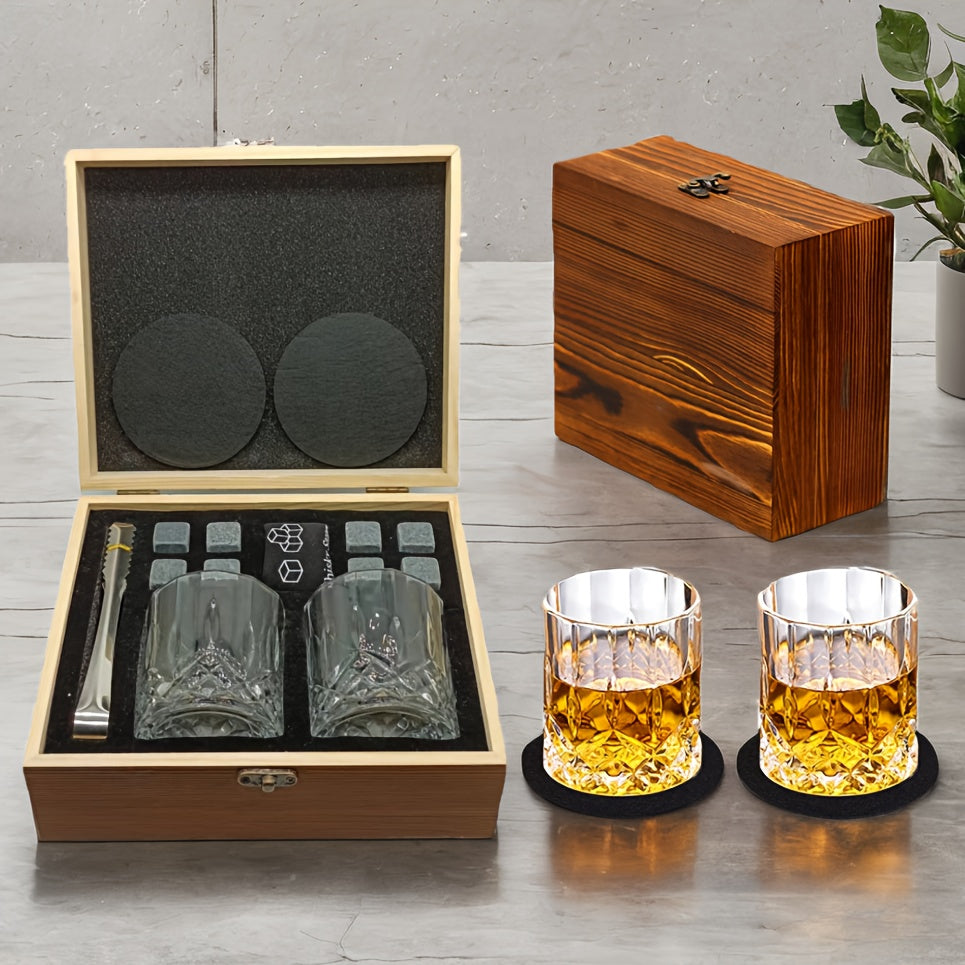 Whiskeyglas Geschenkset mit Kühlsteinen & Zange