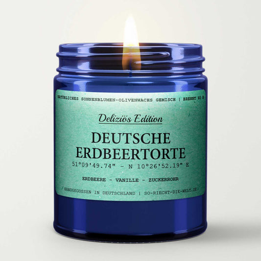 Deutsche Erdbeertorte Duftkerze - Deliziös Edition - Erdbeere | Vanille | Zuckerrohr