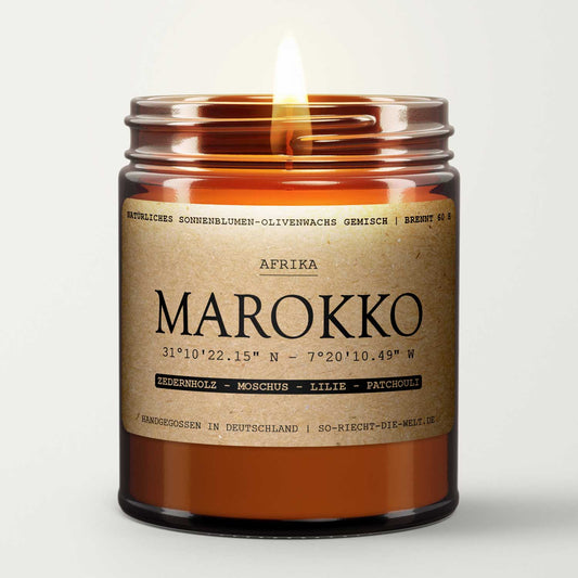 Marokko Duftkerze - Zedernholz | Moschus | Lilie | Patchouli