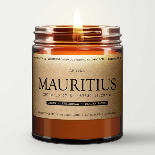 Mauritius Duftkerze - Ozean | Treibholz | Blauer Amber