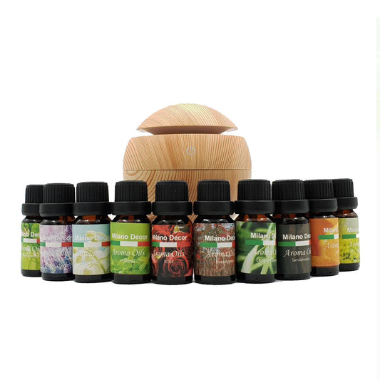 NNEDSZ Milano Ultrasonic USB Diffuser with 10 Aroma Oils Humidifier LED Light 130ml - Light Wood