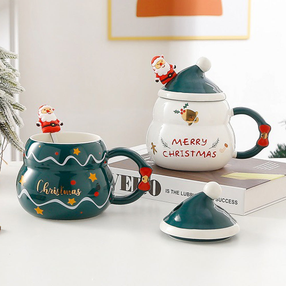 NNEDSZ Christmas Cup Gift Box Ceramic Mug Set Mug Gift Set Christmas Coffee Cup(Snowman)-3