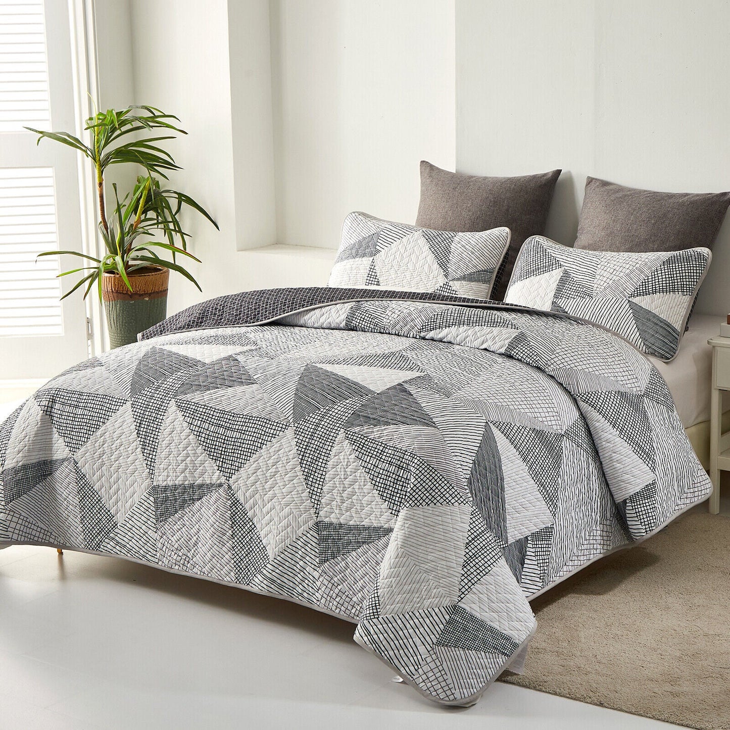 NNEDSZ Charming urban pattern 3 Pc Bedspread & Pillow Cover Set