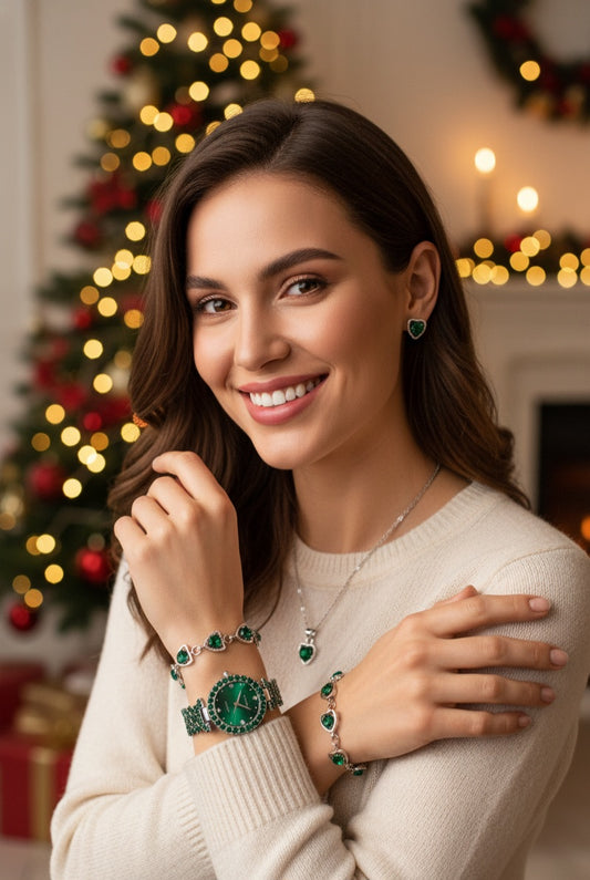Damen Luxus-Uhren & Schmuckset mit Herz-Details – Eleganz trifft Stil