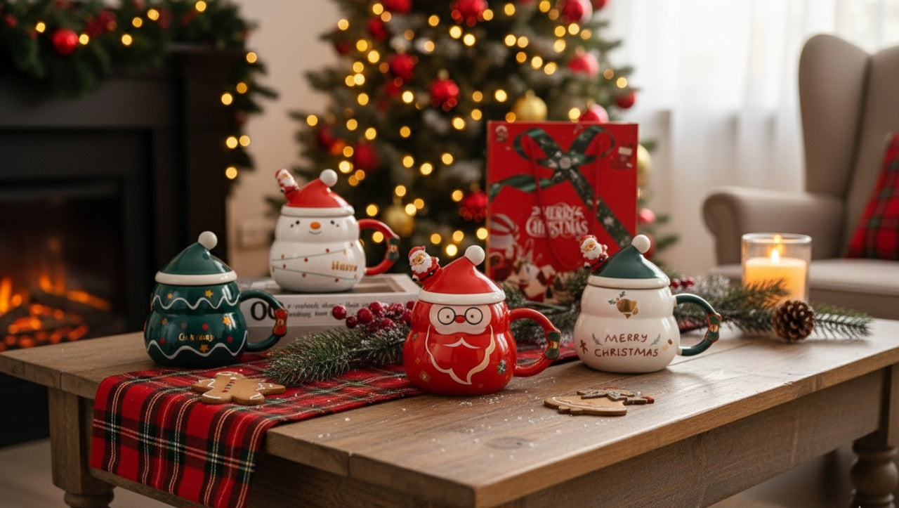 Weihnachtliche Keramiktassen-Geschenkbox – Santa Claus Edition