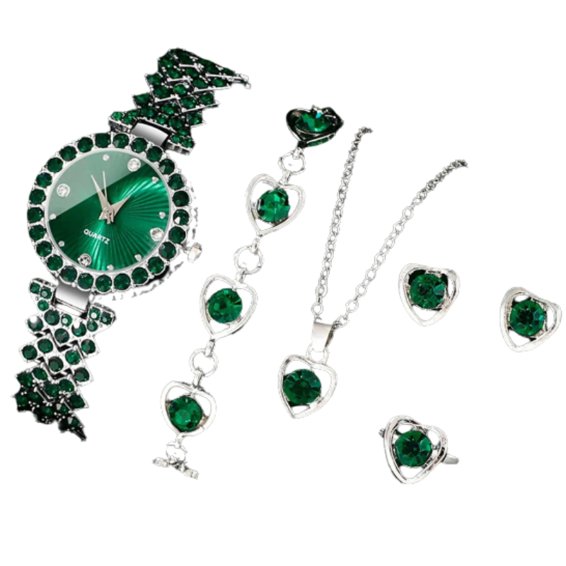 Damen Luxus-Uhren & Schmuckset mit Herz-Details – Eleganz trifft Stil